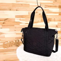 【キプリング】デボス キルティング ショルダーバッグ2wayトートバッグ 黒×銀 A4サイズ可能 ブラック キルト ダイヤ