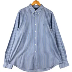 古着 ラルフローレン Ralph Lauren CUSTOM FIT 長袖 ボタンダウンストライプシャツ メンズXL相当/eaa600211