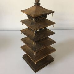 3142番 木製 五重塔 アンティーク照明 テーブルランプ 昭和レトロ