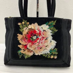 5802　FEILER フェイラー　ハンドバッグ　トートバッグ　ブラック　黒　花柄　フラワー　レディース　シュニール織り　シンプル　きれいめ　上品