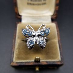 超メルカリ市セール〜6/15】 K10WGブルートパーズ×白蝶貝11号リング