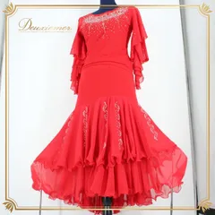 社交ダンス 衣装 スタンダード 上下セット ツーピース レッスンウェア パーティ衣装 女性用 レディース オールシーズン 赤 ラインストーン レッド系 アクセサリー フォーマル 衣装セット スカート タイト フィットネス ダンスウェア おしゃれ 美しい