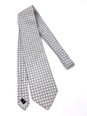 GUCCI グッチ シルク100% 総柄 メンズ ネクタイ シルバー ■■◎メンズ