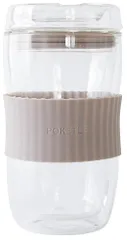 POKETLE (ポケトル) ガラス の 蓋付きタンブラー 330ml ダブルウォール 耐熱 食洗機対応 BPAフリー ビードロ 330 ラテベージュのサムネイル