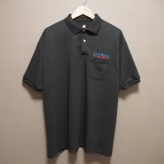 P002 Hanes ヘインズ ポロシャツ MAXIM 企業 刺繍ロゴ XLサイズ 古着 アメリカ 輸入