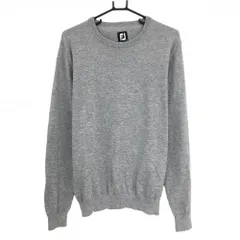 【美品】フットジョイ セーター 杢グレー 上部凹凸編み ニット ウール混  メンズ XL ゴルフウェア FootJoy