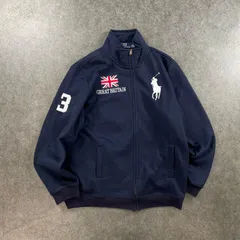 Polo by Ralph Lauren CUSTOM FIT Full-Zip Jacket GREAT BRITAIN ポロバイラルフローレン スウェット フルジップ ジャケット ジャージ トレーナー ビッグポニー刺繍 英国 イギリス ネイビー 紺 XL
