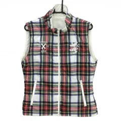 アドミラル リバーシブル中綿ベスト 白×レッド×グリーン チェック レディース L ゴルフウェア Admiral