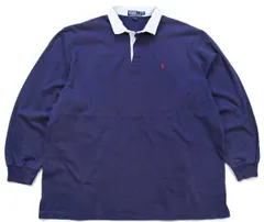 90s ポロ ラルフローレン ワンポイント コットン ラガーシャツ ナス紺 XXL★特大 ロゴ刺繍 ビッグサイズ ワンピース ユニセックス