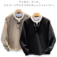 トレーナー レイヤード風Tシャツ 重ね着風 メンズ トップス スウェット オシャレ プルオーバー 長袖 スポーツウェア ロンT 長袖tシャツ クルーネック ルームウェア 春服 秋服 40代 50代 6#dongdong11945