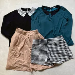 【まとめ売り4点セット】【レディースLサイズ】Honeys ハニーズ C・O・L・Z・A コルザ 長袖トップス 襟付き ブラウス ミニスカート ショートパンツ チェック レース ガーリー フェミニン ギャル