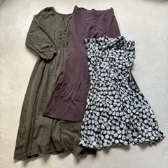 【まとめ売り3点セット】【レディースLサイズ】GRL グレイル ロングシャツワンピース マーメイドスカート ノースリーブミニワンピース 襟付き 花柄 アースカラー 秋色 ガーリー フェミニン