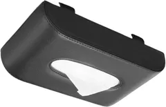 Ryubof 車用 ティッシュ ケース 吊り下げ式 高級PUレザー サンバイザー取付 マグネット開閉 ワンタッチ装着 ティッシュボックス ホルダー 車内収納 コンパクト スリム (ブラック,  Medium)