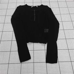 ◇ Θ ブラックアップ BLACKUP サマード ヘンリーネックリブニット 長袖カットソー ブラック系 レディース E 【1510230002990】