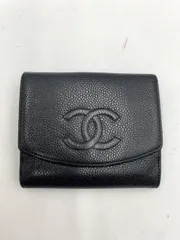CHANEL シャネル キャビアスキン ココマーク Wホック 小銭入れ 二つ折り 財布 黒 ■■◎レディース
