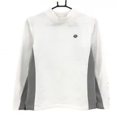 【美品】フィドラ 長袖ハイネックシャツ 白×グレー 裏微起毛 切替  レディース M/M ゴルフウェア FIDRA