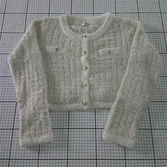 ◇ ⊇ ナイスクラップ NICE CLAUP シャギーニットカーディガン Fサイズ ホワイト系 レディース E  【1510240001754】