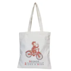 おさるのジョージ トートバッグ オーガニックコットンバッグ 花と自転車 丸眞 手提げかばん 絵本キャラクター グッズ 