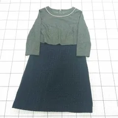 ◇ ⊇ クミキョク KUMIKYOKU パールネックレス風切替ワンピース グレー系×ネイビー系 レディース E  【1510240004731】