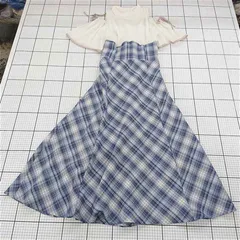◇ ⊂ ミリィビレット milly bilet チェック柄切替ワンピース ブルー系 M レディース E  【1510240004540】のサムネイル