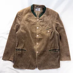 Euro Vintage 90s Fraunsee Trachten コットン バンドカラー 立体 起毛 太畝 コーデュロイ チロル チロリアン テーラードジャケット
