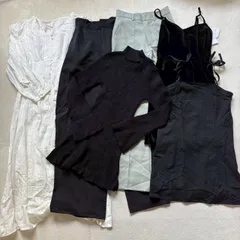 【まとめ売り6点セット】【レディースSサイズ】GRL グレイル ワイドパンツ スラックス 長袖ロングシャツワンピース ハイネックリブニット キャミワンピース レイヤード マニッシュ オフィス ガーリー フェミニン ギャル