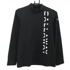 【超美品】キャロウェイ 長袖ハイネックシャツ 黒×白 ロゴ レディース M ゴルフウェア Callaway