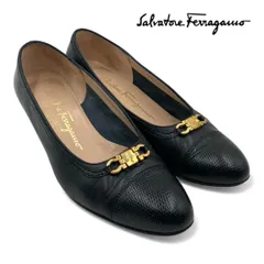 Salvatore Ferragamo サルバトーレフェラガモ パンプス 22.5cm ブラック ガンチーニ金 型押し