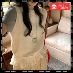 ニットベスト レディース フリルベスト ノースリーブ ニットジレ 重ね着 レイヤード プルオーバー 無地 着やせ ゆったり 大人カジュアル 韓国風 春秋冬 CH21SHANGYI-094