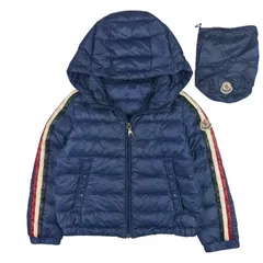 MONCLER★モンクレール CHAMANE キッズ ベビー ブランドアイコンワッペン フード付き トリコロールサイドライン ナイロン フルジップ ダウンジャケット(2A/92㎝)チルドレン キッズダウンジャケット カジュアル 冬物 子供服
