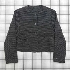 ◇ ⊇ 【ラウアー LAUIR】千鳥格子 ノーカラージャケット レディース Mサイズ ブラック系 E  【1509190014099】のサムネイル