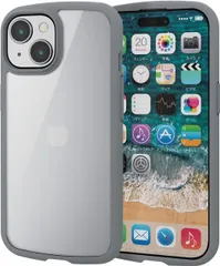 814 エレコム iPhone15 ケース TOUGH SLIM LITE 耐衝撃 衝撃吸収 薄型 軽量 ストラップシート付き ストラップホール付き [全周配置のエアークッションが衝撃を吸収] グレー PM-A23ATSLFCGY