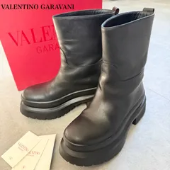 美品 VALENTINO GARAVANI ヴァレンティノガラヴァーニ ワンスタッズ レザーブーツ ブラック 黒 36 レディース厚底ブーツ 23cm ロックスタッズ L32