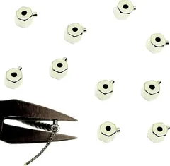 Lunon ワンパッチン テグス ワイヤー 留め 金具 日本製/留め金具 パーツ 10個セット高強度 簡単 美しい仕上がり ワンプッシュ ボールチップ つぶし玉 (シルバー,  六角 3mm)