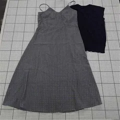 ◇ Θ ワンピース エニィスィス anySiS 幾何学模様キャミワンピース＋ニットトップスセット ネイビー系 レディース E  【1510070008831】