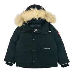 CANADA GOOSE★カナダグース・キッズ ブランドアイコンワッペン リアルファー フード付き ダブルジップボタン比翼仕立て ダウンジャケット(4-5/110㎝相当)チルドレン キッズダウンジャケット カジュアル 冬物 子供服 ブラック