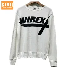 AVIREX　ロンT　長袖　カットソー　トップス　クルーネック　サーマル　ワッフル　ロゴT　ブランドロゴ　両面プリント　アメカジ　古着