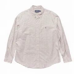 USA 古着 Ralph Lauren ラルフローレン オックスフォード コットン チェック柄 長袖シャツ メンズXL カジュアルシャツ BG1108