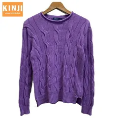 POLO RALPH LAUREN　コットンセーター　ニット　クルーネック　コットン　無地　ケーブル編み　ブランドロゴ　ワンポイント　刺しゅう　スモールポニー　古着