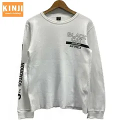 AVIREX　ロンT　長袖　カットソー　トップス　クルーネック　サーマル　ワッフル　コットン　プリント　フロントプリント　袖プリント　アメカジ　古着