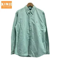 RALPH LAUREN　プレーンシャツ　長袖　無地　コットン　ボタンダウン　ワンポイント　ブランドロゴ　スモールポニー　刺しゅう　CUSTOM FIT　古着