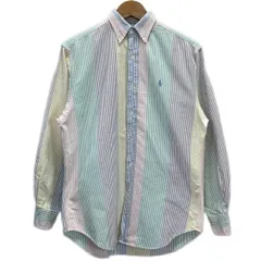 RALPH LAUREN　ストライプシャツ　90’s vintage　トップス　コットン　ボタンダウン　マルチカラー　ワンポイント　ブランドロゴ　刺しゅう　スモールポニー　古着