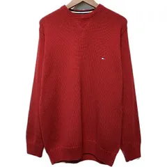 TOMMY HILFIGER　長袖セーター　コットン　ワンポイントロゴ　クルーネック　無地　84963103　古着
