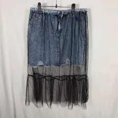 デニム レイヤード レース スカート 2XL