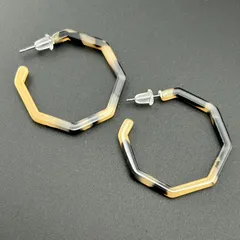 【新品】【ネコポス】アクセサリー ピアス リングピアス フープ  六角形 デザイン◆