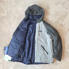 【Penfield／ペンフィールド】リバーシブル 中綿ジャケット メンズM ネイビー×グレー フリース×ナイロン 2WAY 人気 防寒 美品 アウトドア