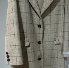 ウール100 CHECK ロング コート