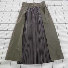 ◇ Θ ユナイテッドアローズ グリーンレーベルリラクシング プリーツ切替スカート カーキ系 36 レディース E  【1510230007636】