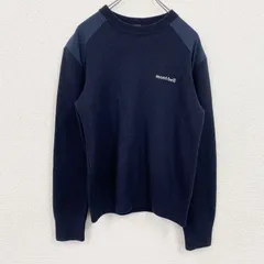 【3点以上まとめ買いで20%OFF】古着 used　mont-bell　モンベル　ミッテルレギセーター　ウールニットセーター　エルボーパッチ　紺　ネイビー　Lサイズ