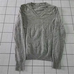 ◇ ⊇ ユニクロ UNIQLO カシミヤVネックセーター グレー系 Lサイズ メンズ E  【1510230010810】